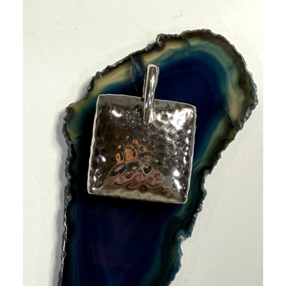 Silpada 925 Sterling Silver Hammered Square Pillow Pendant Modernist 19g